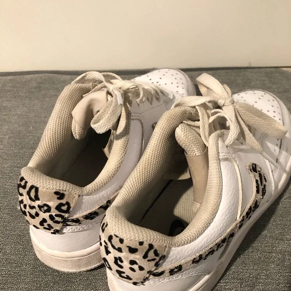 Nike Women's Court Vision Low White Desert Sand Leopard Sneakers - Picture 5 of 5